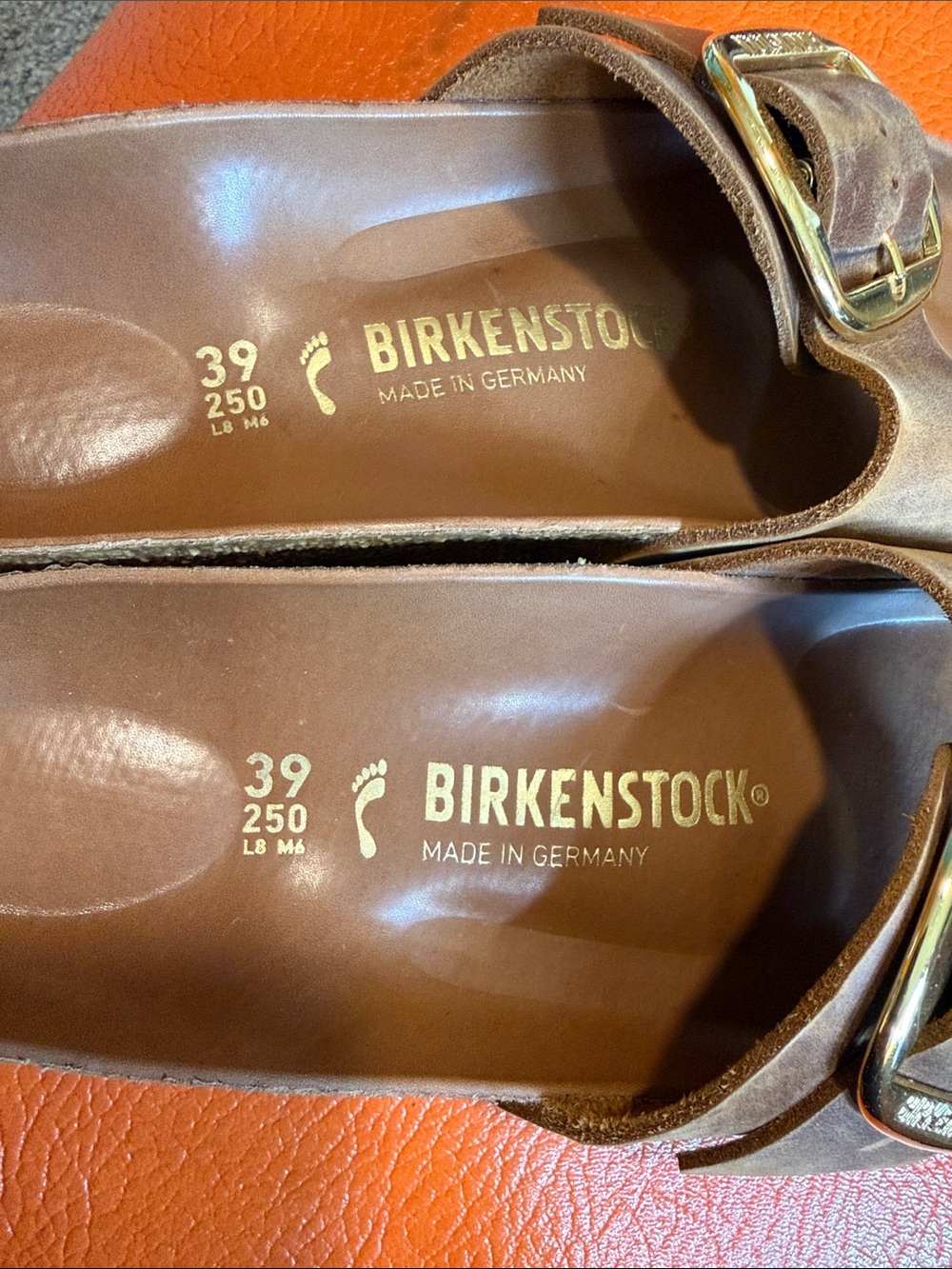 Birkenstock Madrid Single Buckle Sandals in Brown with Gold Buckle - Picture 5 of 5